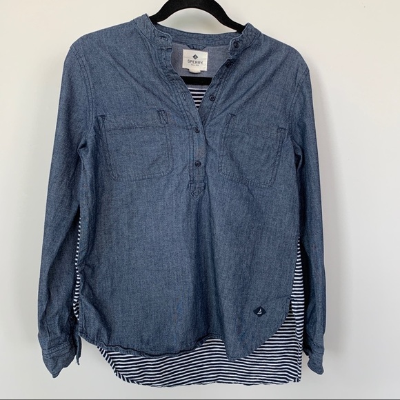 Sperry Half Button Jean and Striped Top Size S - Picture 1 of 8